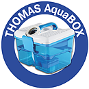 THOMAS AquaBOX water filter symbol THOMAS AquaBOX water filter symbol, aquabox container in a blue circle