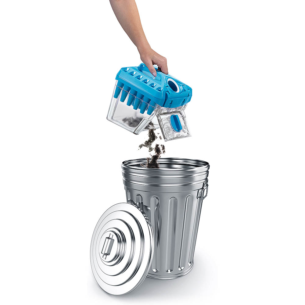 The DryBOX is emptied of large debris and dust in one simple step The DryBOX can be emptied of large debris and dust in one easy step, without contact with dangerous fine dust